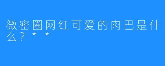 微密圈网红可爱的肉巴是什么？**