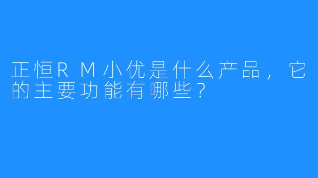 正恒RM小优是什么产品，它的主要功能有哪些？